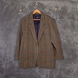 Lizsport Vintage 2 Buttons Womens Blazer Wool Dark Academia Office Size 14